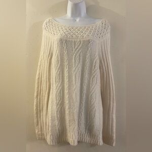 LOFT Cream Cable Knit Sweater
